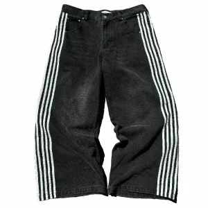 Y2K Hip Hop Striped Baggy Jeans Black Long Pants for Men Youthful Vitality Style Cotton Trousers for Autumn Season - AliExpress Pants