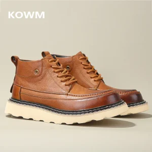 KOWM Hiking shoes men's walking boots British cowhide motorcycle boots ankle casual  trekking shoes thick soled travel sneakers - AliExpress Sneakers