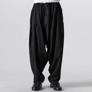 YOJI OOAK original design black mass pleated Japanese retro extra loose three-dimensional cut long pants men - AliExpress Pants