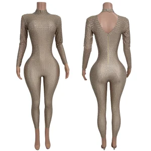 Sparkly Full Rhinestones Tight Fitting Jumpsuit Women Sexy Dance Stretchy Performance Costume Night Party Stage Wear Paiduilku - AliExpress Jumpsuits&Rompers