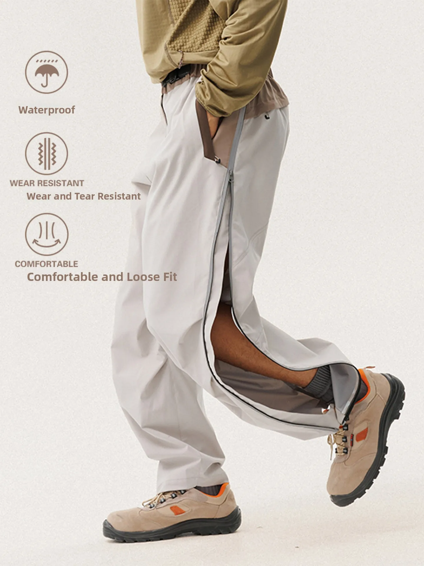 Men's And Women's Hiking Pants Full Open Zipper Fluorine Coat Windproof Outdoor Tee-Proof Reflective Strip king Pants - AliExpress Pants