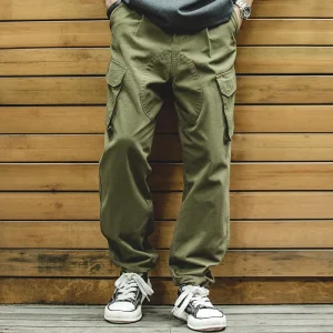 Maden Casual Trousers Men's Loose Fit Cargo Pants Elastic Dstring Big ket Khaki Long Trousers Autumn Seasonal Wear - AliExpress Pants