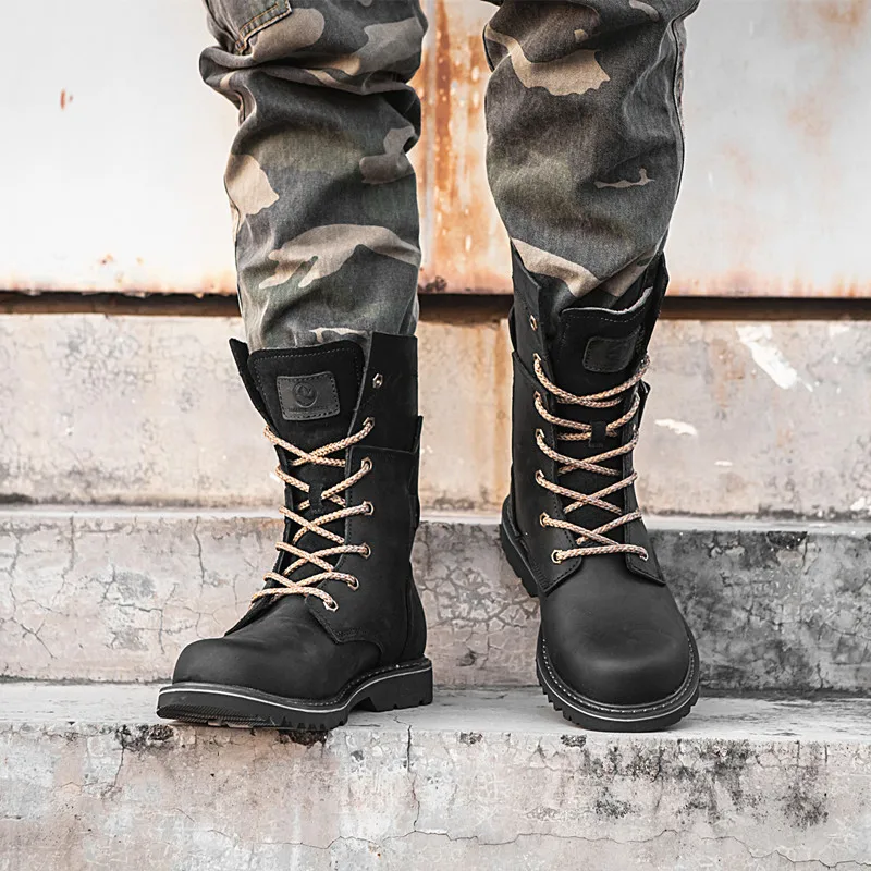 KOWM Cowhide Hiking boots Men waterproof hunting boots Tactical Desert Combat Ankle shoes Male trekking Women Walking Sneakers - AliExpress Sneakers