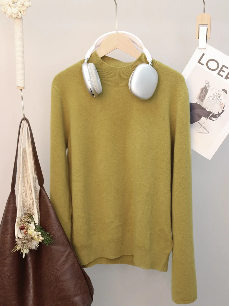 Soft High Densi 00 Wool f High Collar Buttoned Sweater Knittedwear Comfortable Warm Long Sve round Ne Pullover for... - AliExpress Sweaters&Jumpers