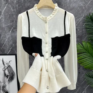 Delicate Gentle Wooden Ear Lace Thin Knitted Sweater Fake Two-Piece Style Commute Style Long Sleeve Regular Fit Wool Blend - AliExpress Sweaters&Jumpers