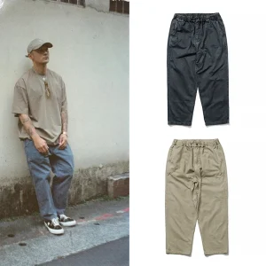 Men's Casual Loose Wax Dyeing Nine Points Leisure Workwear Pants Vintage Waed Elastic Waist Loose Fit Trendy Youth Sle - AliExpress Pants