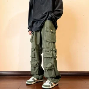 Youth Vitality Style Cargo Pants Multipockets Tooling Harajuku Men's Vintage Straight Leg Eighteen Pants Casual Wear - AliExpress Pants