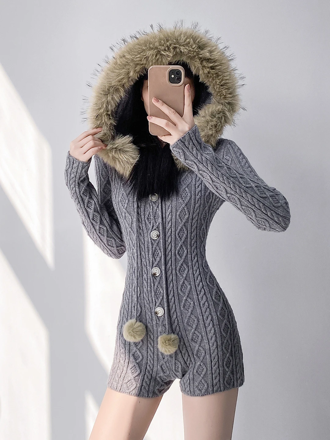 American Sle Retro Spicy Girl Knitted Rer Women's High Waist Tight Furry ort Pants Button Decorative Ball Skirt orts - AliExpress Jumpsuits&Rompers