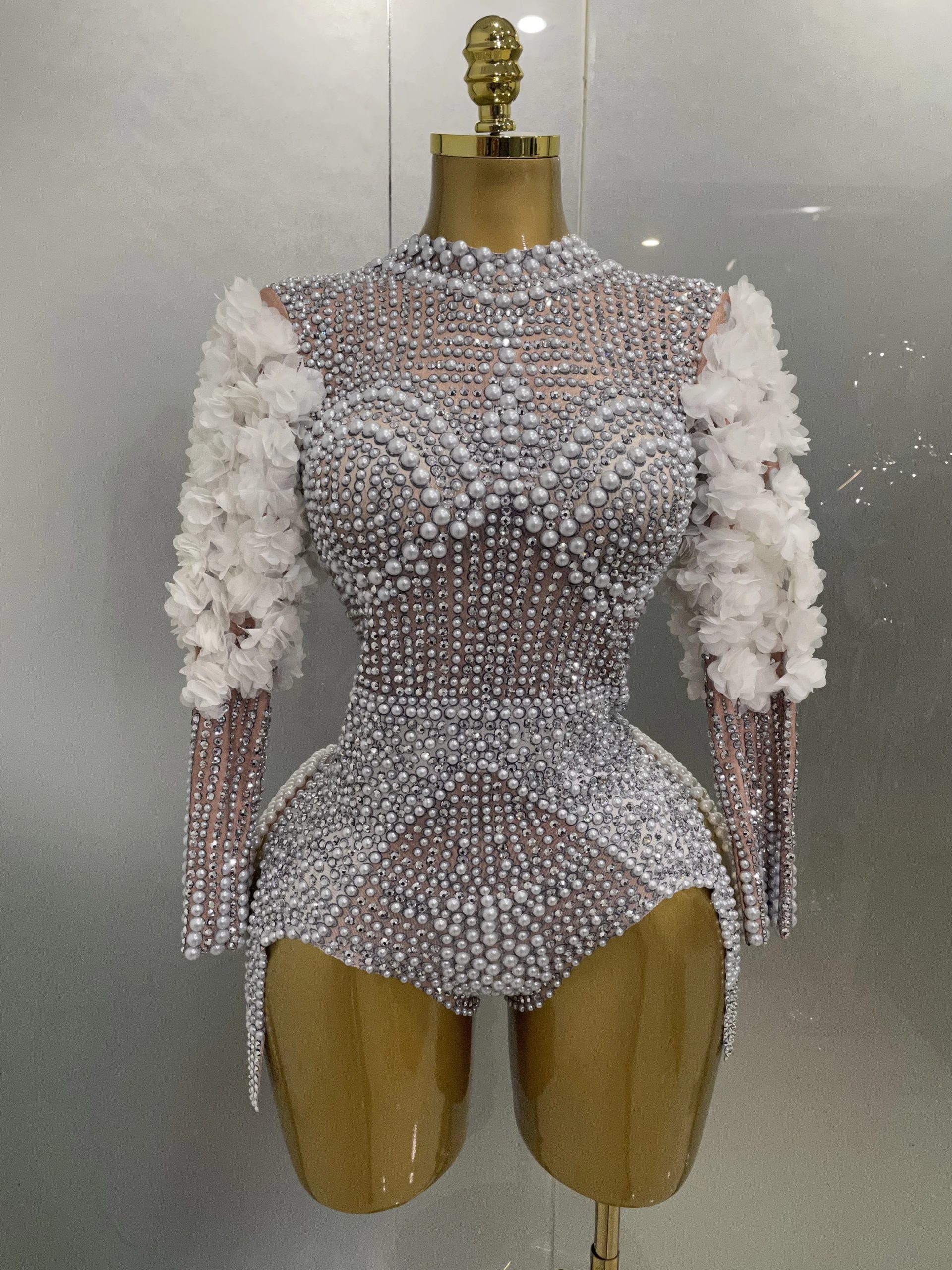 Sexy Luxury Sparkle Diamond Pearls Flower Bodysuits 2025 Women Birthday Party Leotard Dancer Nightclub Performance Stage Outfit - AliExpress Jumpsuits&Rompers