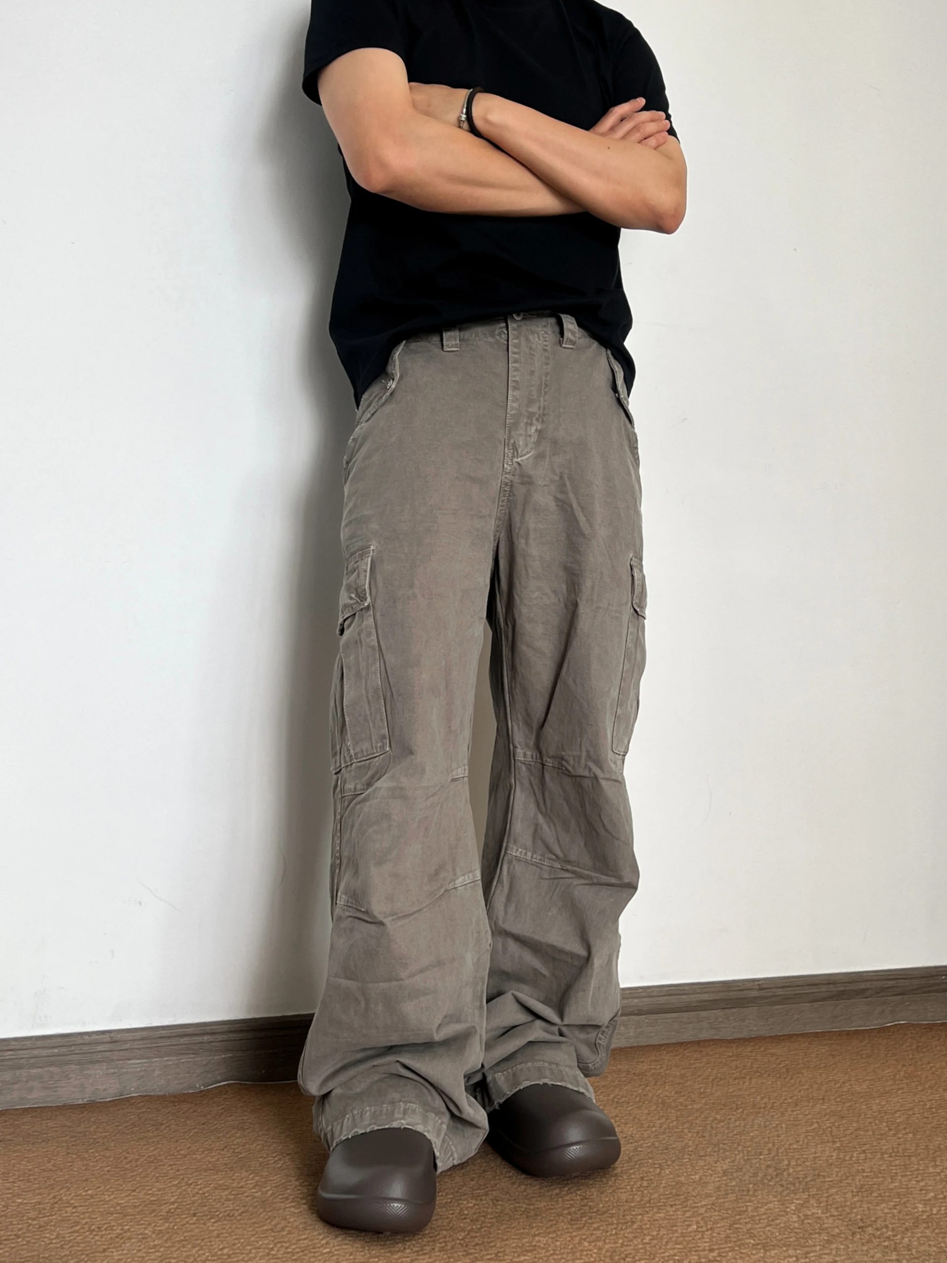 Vintage Waed Work Pants Straight Leg Casual Cleanfit Paratrooper Pants Men's Loose Fit Zipper ket mid Waist Long Trousers - AliExpress Pants
