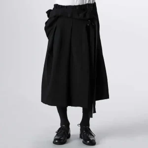 YOJI OOAK original design style pure cotton waist adjustable pants skirt men's asymmetric double-layer skirt men - AliExpress Pants
