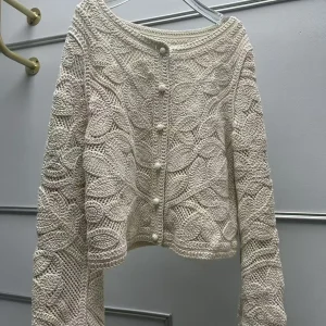 Retro Heavyweight Long Sve round Ne Knitted Open Cardigan Hollow out Design Cotton Ladies Sweater Autumn Winter Faion - AliExpress Sweaters&Jumpers