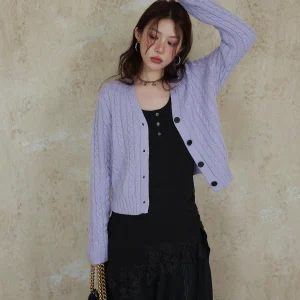 DR Vintage Twist Soft Knitted ort V-ne Women's Cardigan Spring Versatile Top Comfortable Long Sve Button Closure - AliExpress Sweaters&Jumpers