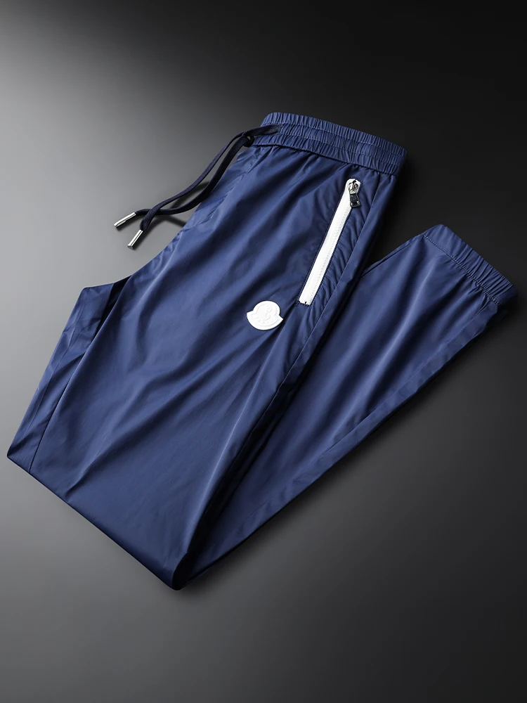 Ice Silk Qui Dry Sports Pants Men's Casual Loose Fit Summer Thin Blue Elastic Waist Youthful Sle Anti-Wrinkle Nine-Piece - AliExpress Pants