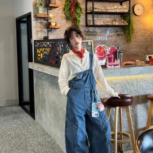 Spring 2026 Youthful Feel Overalls Women's Artistic Workwear Sle Slimming One-Piece Pants High Waist Wide Leg Cotton Trousers - AliExpress Jumpsuits&Rompers