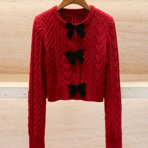 Velvet Knitted Cardigan with Bow Tie in Small Fraance Sle for Women High End Autumn Winter Outerwear by Nu - AliExpress Sweaters&Jumpers