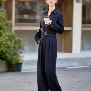 Busin Commute High Waist Jumpsuit Women's Spring 2026 Slimming Wide Leg Long Pants Faionable One-Piece Suit - AliExpress Jumpsuits&Rompers