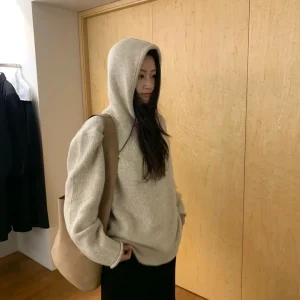 Commuter Sle Hooded Knitwear Casual Loose Fit Long Sve  Color Front Buttoned Single Piece Autumn Winter New Arrival - AliExpress Sweaters&Jumpers