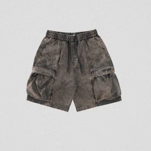 Loose Fit American Washed Workwear Shorts Elastic Waist Studio Male Model Casual Cotton Youth Summer Fashion Shorts - AliExpress Pants