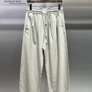 Spring Summer New Casual Loose Comfortable Cotton Linen Men's Straight Leg Pants Simple Sle Wide Leg Trousers - AliExpress Pants