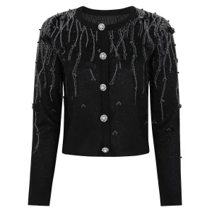 2620 High-Quality Spring And Autumn New Fashion Knitted Three-Dimensional Flower Heavy-Duty Nail Drill Women's Cardigan Jacket - AliExpress Sweaters&Jumpers