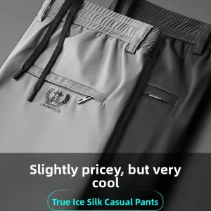 Ice Silk Casual Pants Men's Summer Thin Loose Straight Leg Elastic Qui Dry Sports Long Trousers Breathable Casual - AliExpress Pants