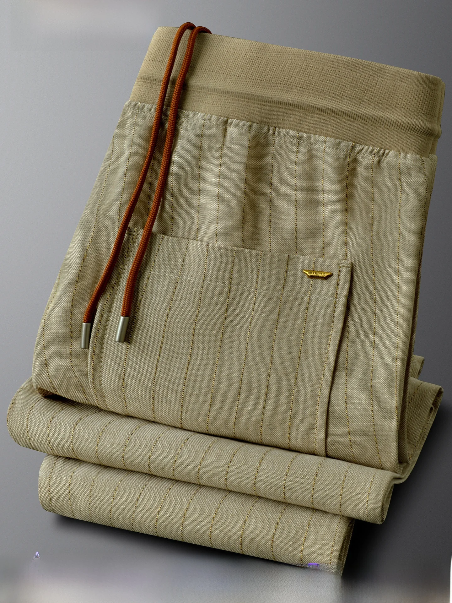 Linen Stripe Casual Pants Men's Slim Fit Spring Summer Thin Breathable Elastic Waist Straight Commute Long Trousers - AliExpress Pants