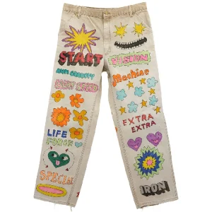 TUFF CROWD Hand-Painted Pattern Cargo Pants Casual Sportswear Long Trousers Straight Leg Fit Youth Fashion All-Season Wear - AliExpress Pants