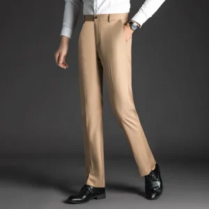 Summer Thin Men's Ice Silk Elastic Slim Straight Casual Long Pants Drape Busin Suit Pants Mechanical Sle mid High Waist - AliExpress Pants