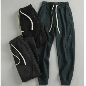 Heavy Mesh Knitted Fleece Fabric Men's Casual Pants British Retro Washed Distressed Sports Pants And Sweatpants - AliExpress Pants