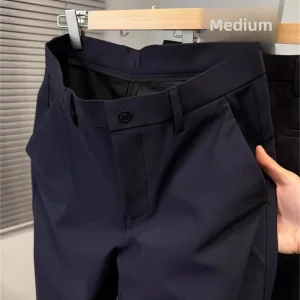 Busin Casual Elastic Waist Men's Pants Winter Fce Lined Loose Straight Leg Trousers Faionable All-Season Wear - AliExpress Pants