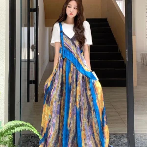 Korean Sle adient Print Bib Overalls Set Women's Casual Age-Defng Jumpsuit Two-Piece Suit Summer New Arrival - AliExpress Jumpsuits&Rompers