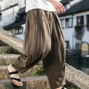 Ice Silk Casual Linen Pants Men Oversize Chinese Summer Wide leg Baggy Sweatpants Male Outdoor Sport Harem Trousers - AliExpress Pants