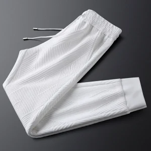 Ja Charles Luxury White Embroidered Slim Fit Casual Sports Pants Men's Faion Heart Stitching Loose Fit Youthful Sle - AliExpress Pants
