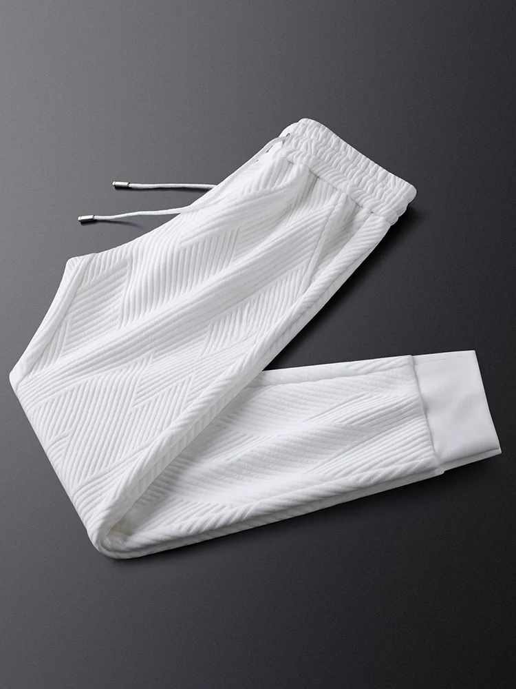 Ja Charles Luxury White Embroidered Slim Fit Casual Sports Pants Men's Faion Heart Stitching Loose Fit Youthful Sle - AliExpress Pants