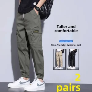 Outdoor Loose Fit Cotton Work Trousers Men Summer Faion Brand Thin Nine Points ket Pure Cotton Elastic Casual Pants - AliExpress Pants