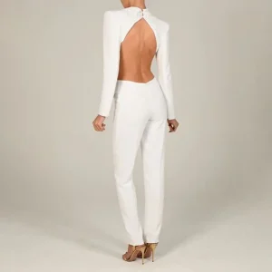 Stylish sexy suit jumpsuit feather trim collar cuffs European American slim-fitting jumpsuit pant sets ropa mujer 2025woman traf - AliExpress Jumpsuits&Rompers
