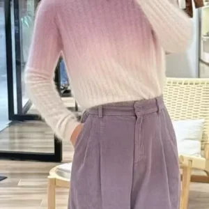 Commuter Sle adient Color round Ne Knitted Wool Sweater Women's Long Sve Regular Length Coat Outerwear for Ladies - AliExpress Sweaters&Jumpers