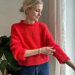 Round Neck Sweater for Women, Long Sleeved Pullover, Soft and Luxury, Chinese Red, Mixed Color, New, Autumn, 2024 - AliExpress Sweaters&Jumpers