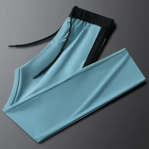 Fashionable patchwork design casual sport pants for men, summer thin men's quick-drying anti-wrinkle small leg sweatpants - AliExpress Pants