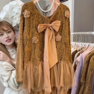 Ele Floral Knot Sweater Thiened Autumn Winter New Arrival Beautiful Top Ladies Premium Faion Clothing - AliExpress Sweaters&Jumpers