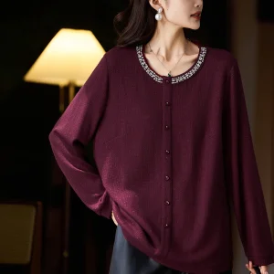 uMu Faion Bright Tead Nail Knitted Sweater Women's Loose Top Large Size Sweater Casual Sle round Ne Long Sve - AliExpress Sweaters&Jumpers