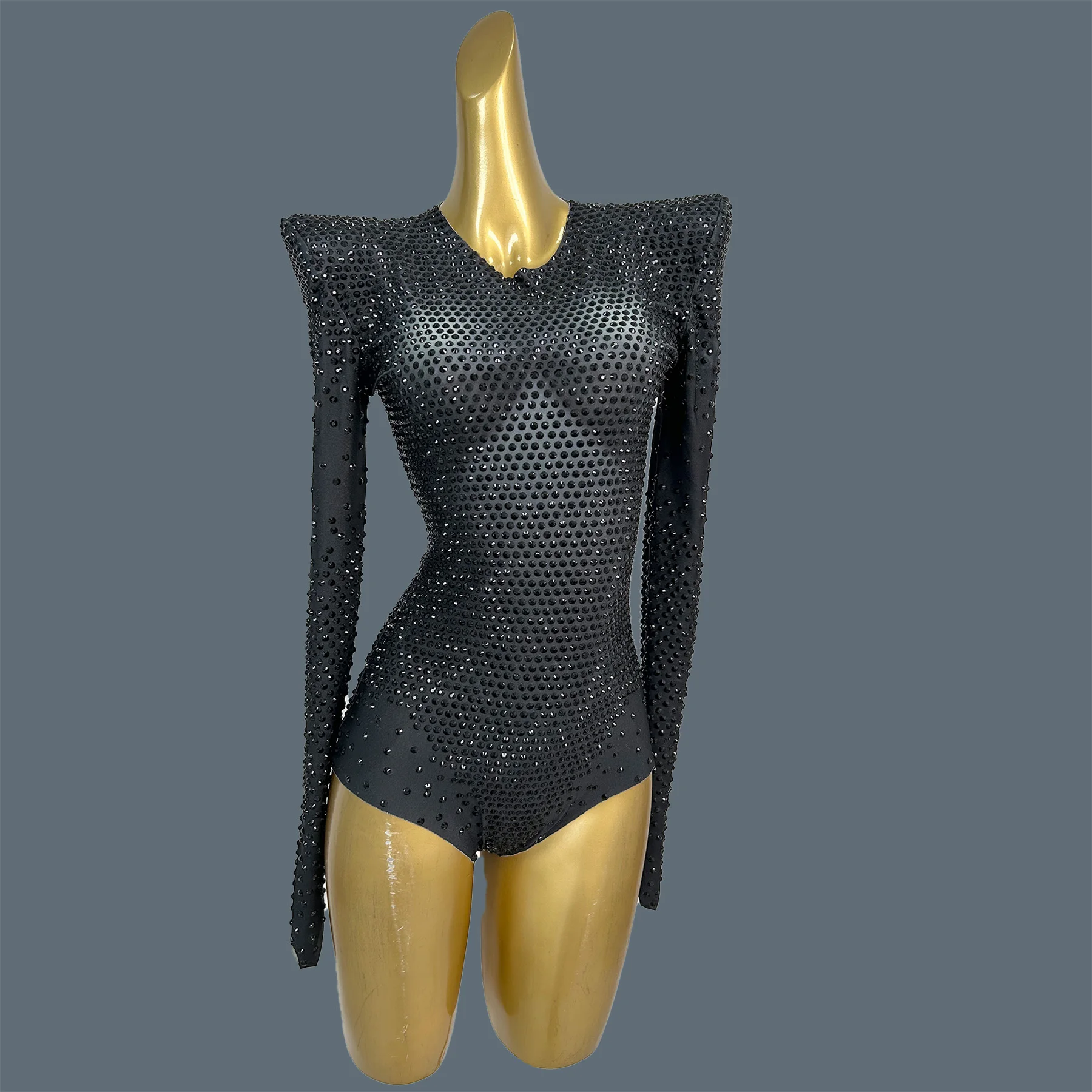 Sparkly Full Rhinestone Shoulder Pad Bandage Bodysuit Sexy Women Dance Show Catsuit Club Party Festival gig Elastic Outfit Duyin - AliExpress Jumpsuits&Rompers