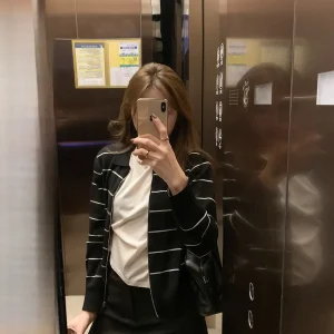 Hualun Home Silk Wool  Knitted Cardigan Women's Casual Spring Autumn Top Striped Long Sve Regular Length Coat - AliExpress Sweaters&Jumpers