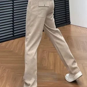 Men's Faionable Slim Fit Casual Pants Winter New Sle High Elastic Straight Leg Pants Drapey Versatile Long Trousers - AliExpress Pants
