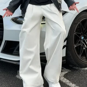 High-End White Men's Wide Leg Casual Pants Dra Sensation Blade ape Autumn Straight Cut Loose Fit Comfortable Cotton Tro... - AliExpress Pants