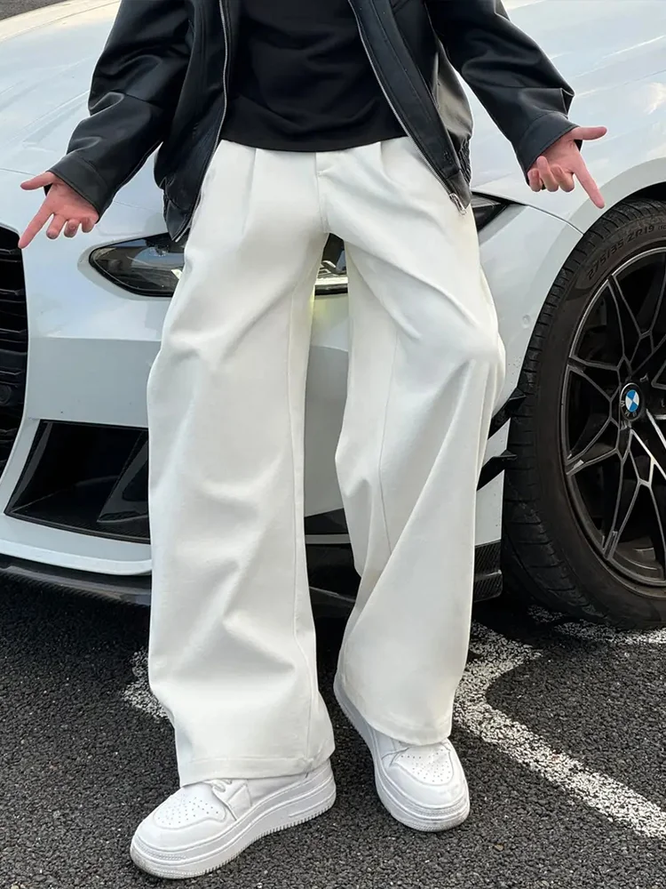 High-End White Men's Wide Leg Casual Pants Dra Sensation Blade ape Autumn Straight Cut Loose Fit Comfortable Cotton Tro... - AliExpress Pants