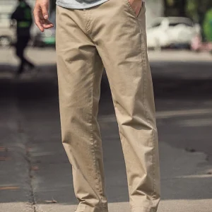 Khaki Straight Leg Casual Pants Men's Pure Cotton Stretchy Thin Workwear Summer Faion Ci Sle Low Waist Zipper Fly - AliExpress Pants