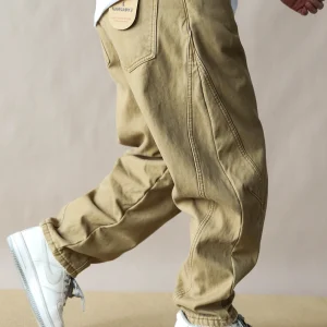 Thiened Fce Lined Loose Fit American Retro Men's Khaki Casual Long Pants Straight Leg Workwear Trousers Spring 2026 New - AliExpress Pants