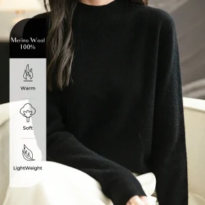100% Merino Wool Women's Mock Neck Long Sleeve Sweater - Warm Soft Lightweight Fall Winter Knit Pullover - AliExpress Sweaters&Jumpers